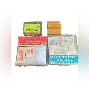Vintage lot of teachers rubber stamps
